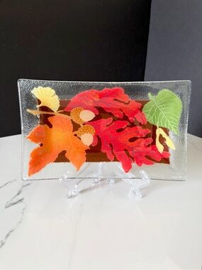 9.5" Fall Leaves Acorn Plate by Peggy Karr